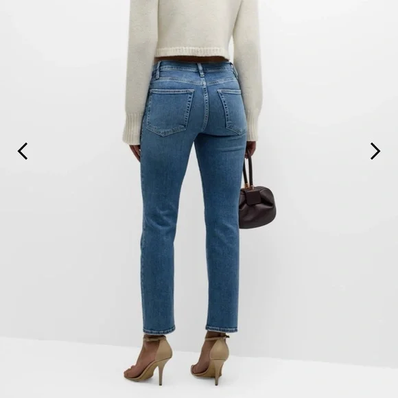 Frame Le High Straight Jeans Mid-Rise Cropped Women's Size 26 Med Wash - Picture 2 of 8